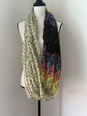 Lightweight Floral & Black Multi-Color Infinity Scarf
